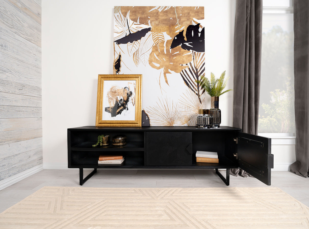 Marsden 2-Door Mango Wood 70-Inch TV Stand Charcoal Black