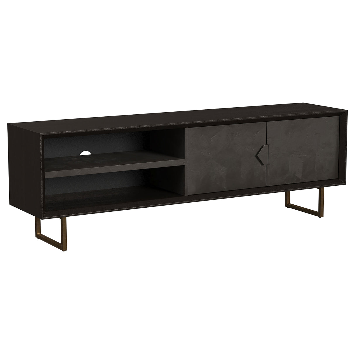 Marsden 2-Door Mango Wood 70-Inch TV Stand Charcoal Black