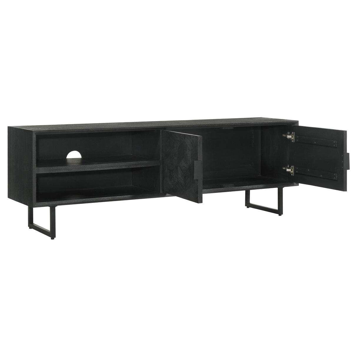 Marsden 2-Door Mango Wood 70-Inch TV Stand Charcoal Black