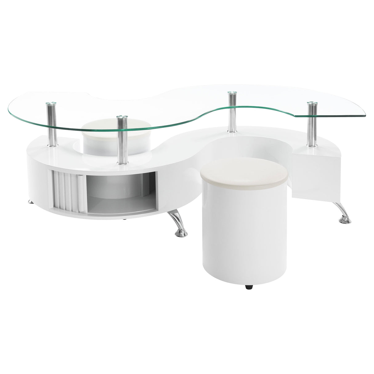 Buckley 3-Piece Coffee Table and Stools Set White High Gloss
