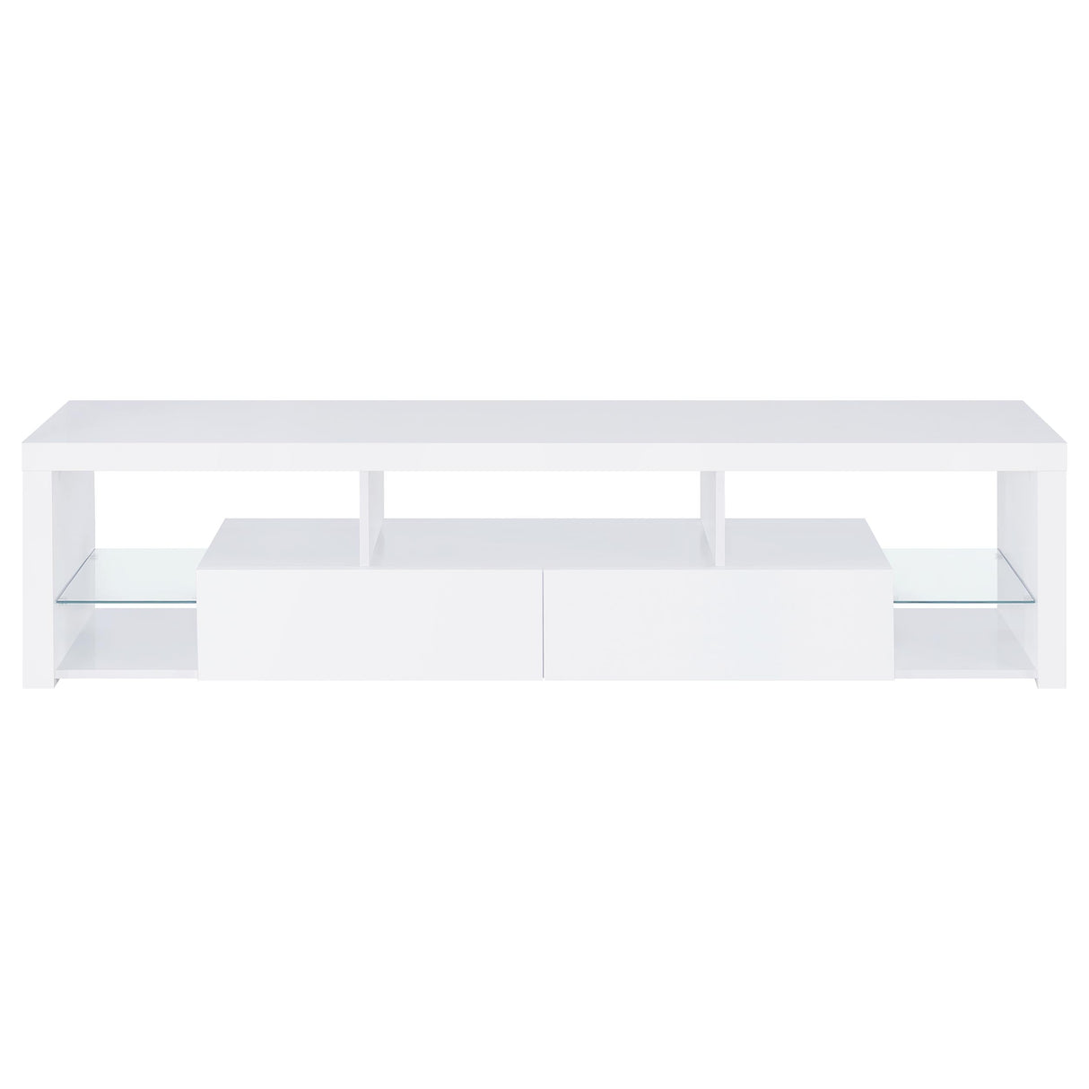 Jude 2-Drawer TV Stand, 71-Inch, High Gloss White