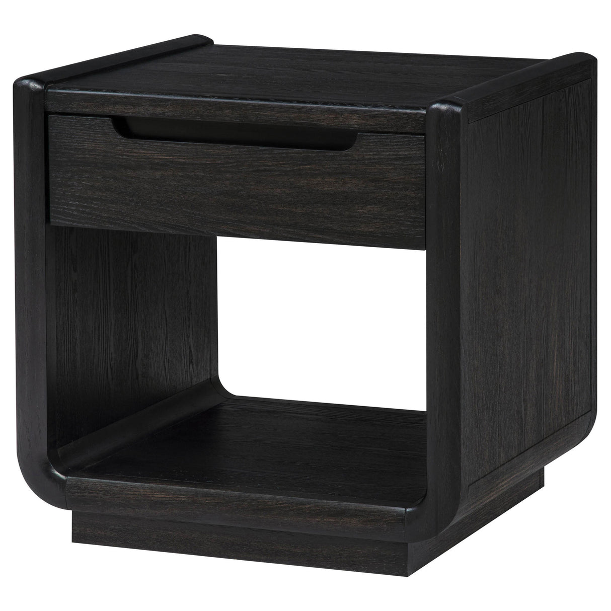 Leandro 1-Drawer Wood Side Table, Burnished Black