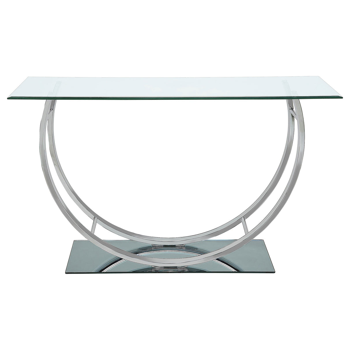 Danville U-Shaped Glass Top Console Table Chrome