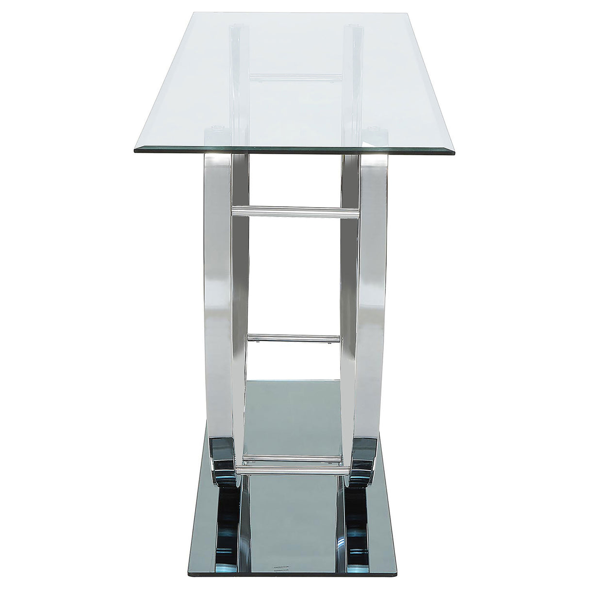 Danville U-Shaped Glass Top Console Table Chrome