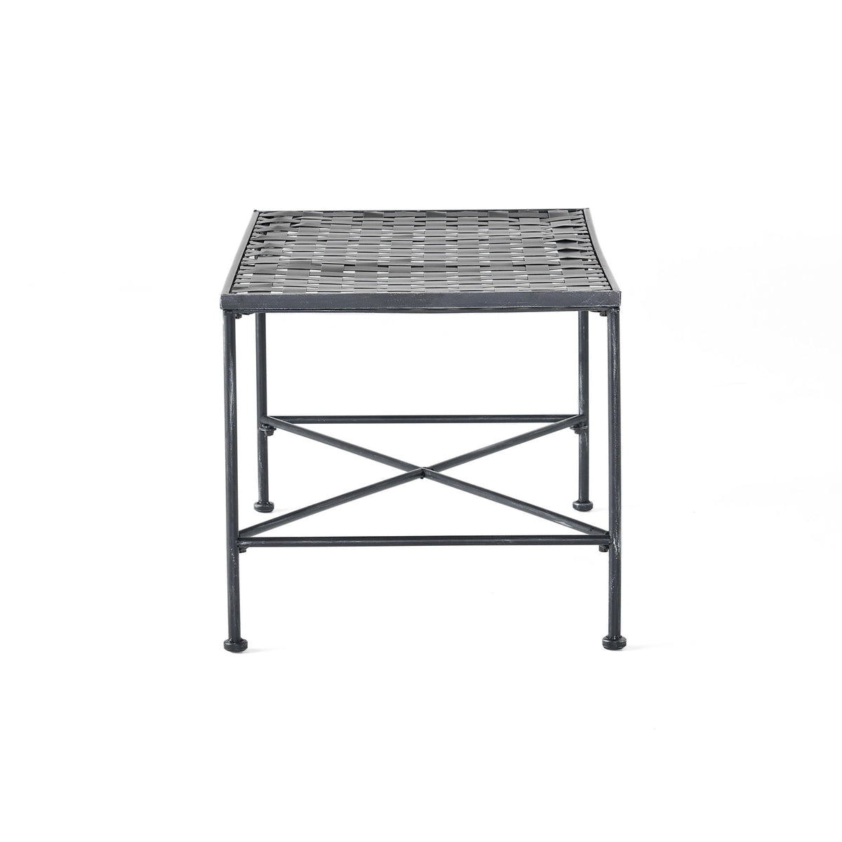 Luna - Outdoor Iron Coffee Table - Black Brush Silver