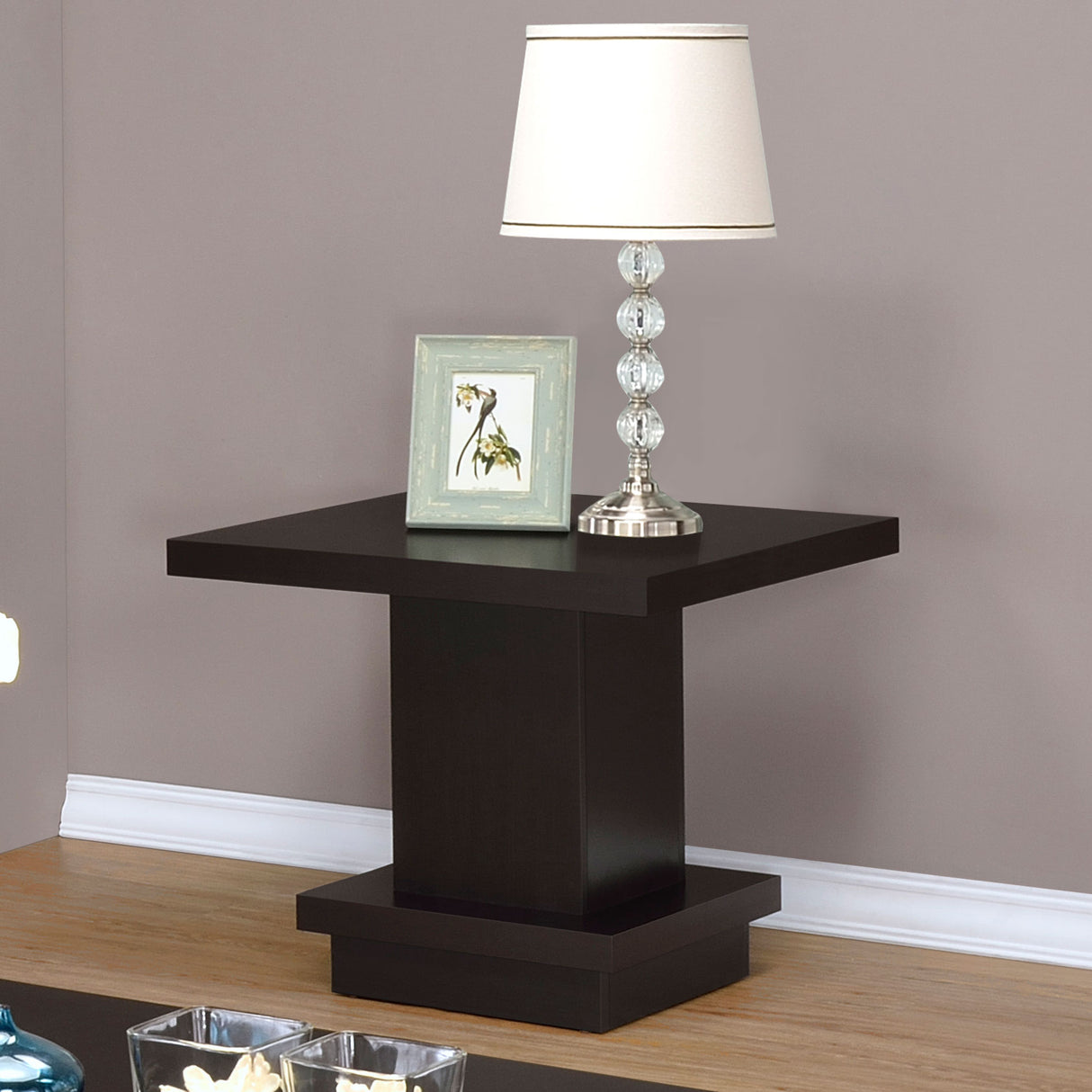 Reston Square Engineered Wood Side Table Cappuccino