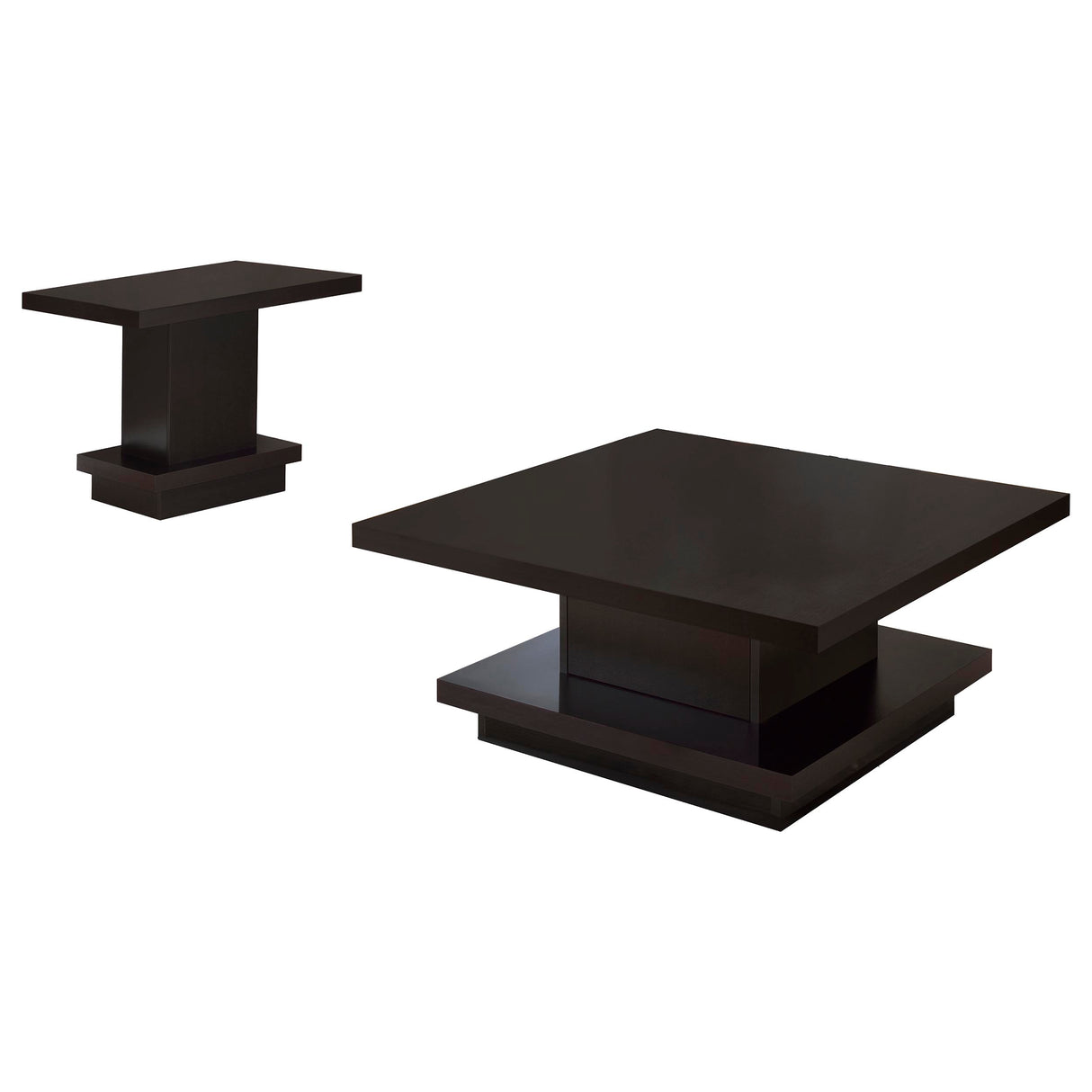 Reston 2-Piece Square Coffee and End Table Set Cappuccino