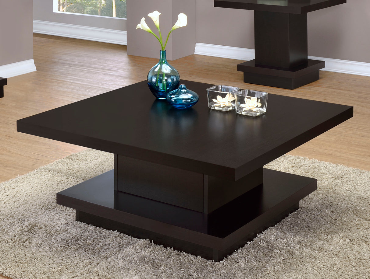 Reston Square Cappuccino Coffee Table with Casters