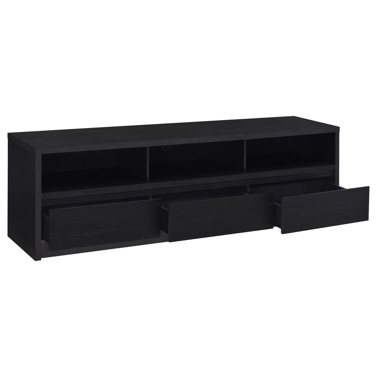 Rutland 78-Inch Black TV Stand with 3 Drawers