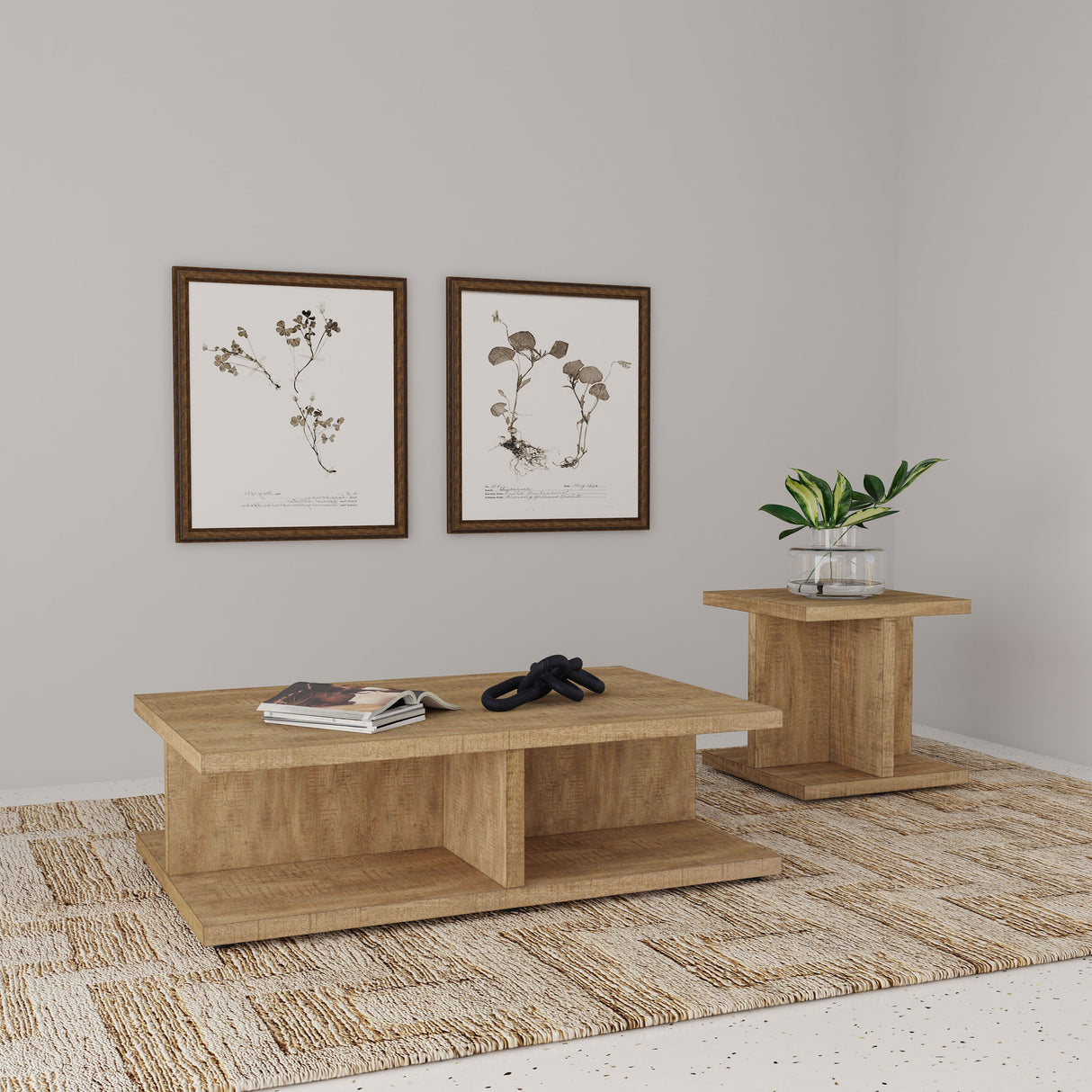 Cortona 2-Piece Coffee and End Table Set in Mango