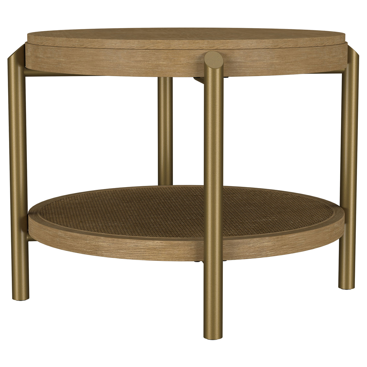 Arini Round End Table with Storage Shelf - Sand Wash