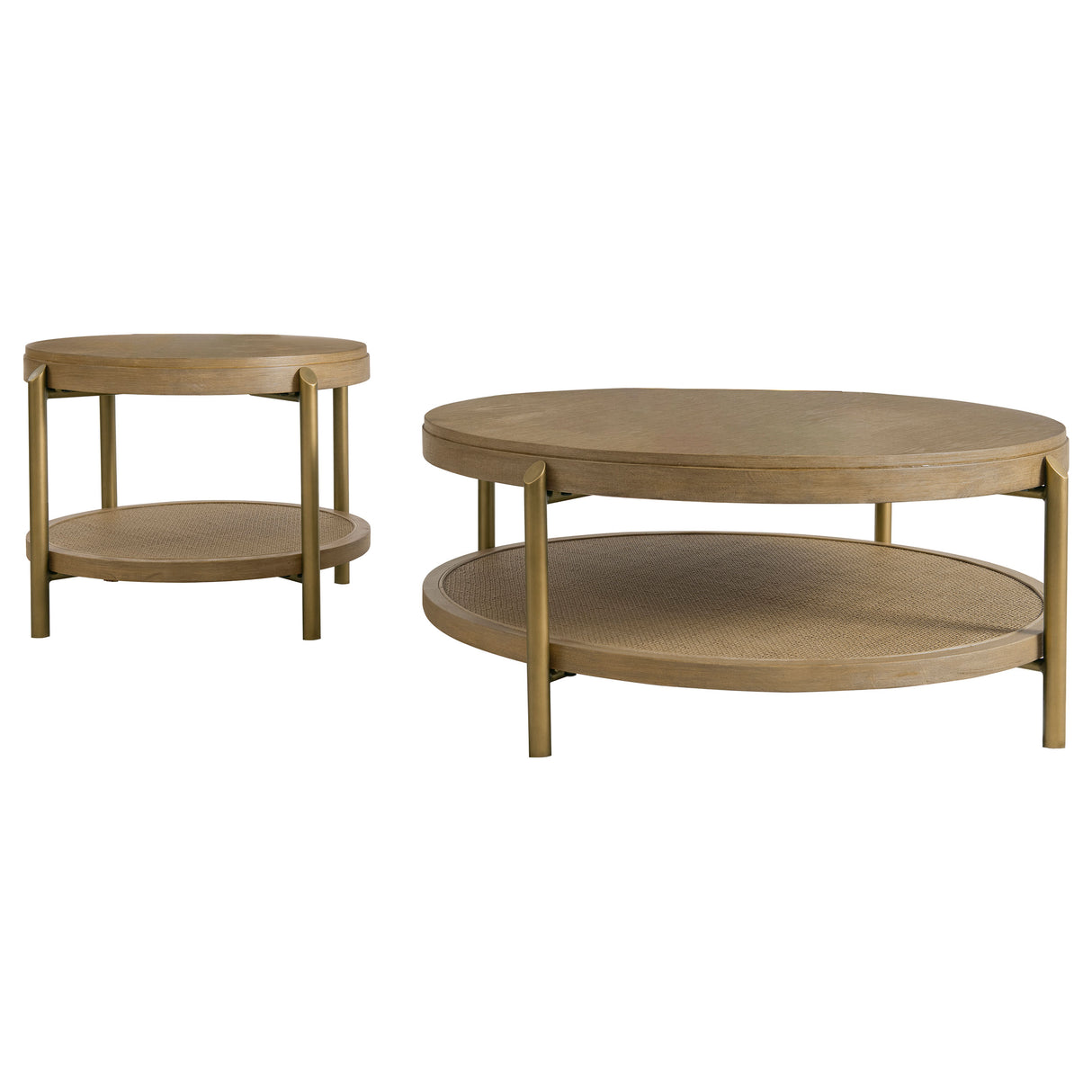Arini 2-Piece Round Coffee and End Table Set, Sand Wash