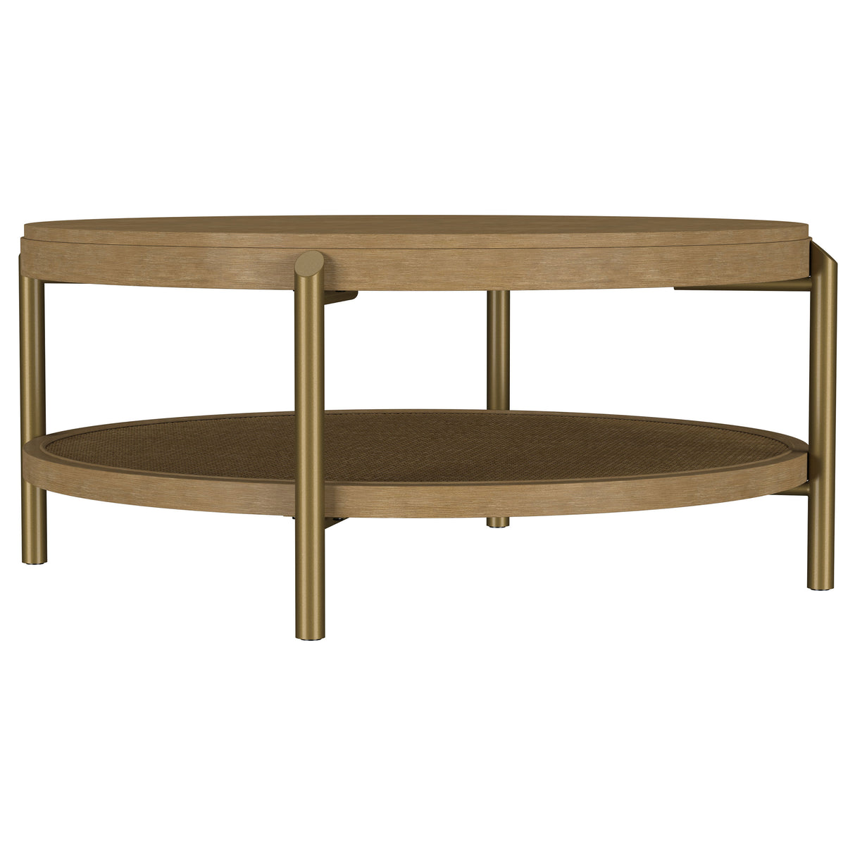 Arini Round Coffee Table with Storage Shelf, Sand Wash