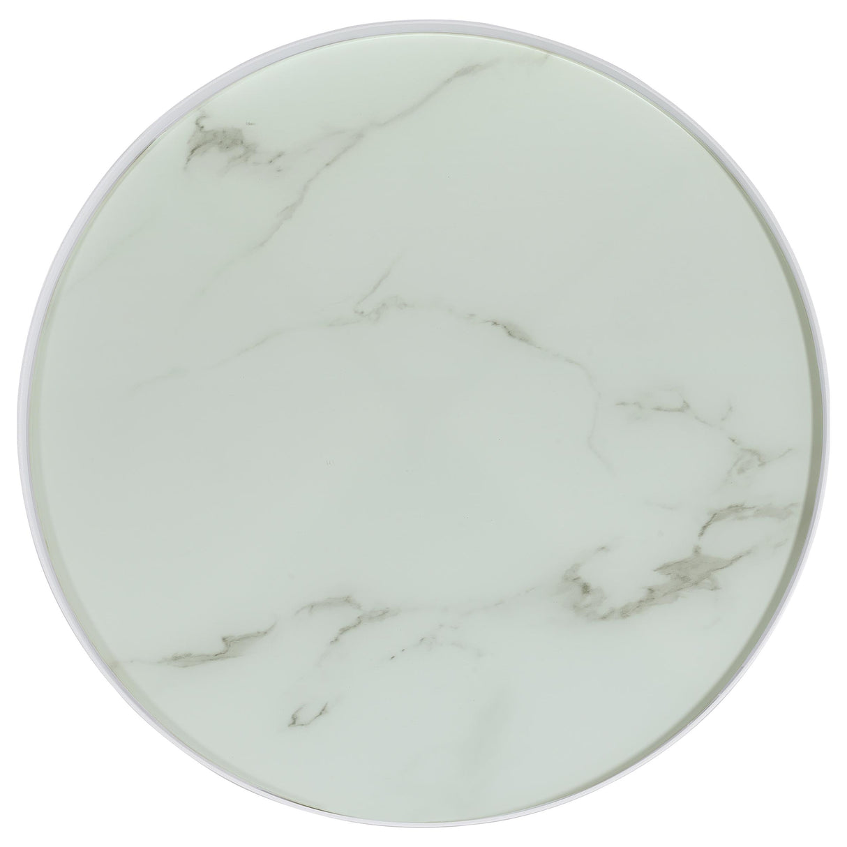 Briggs Round Marble Printed Glass Top End Table White