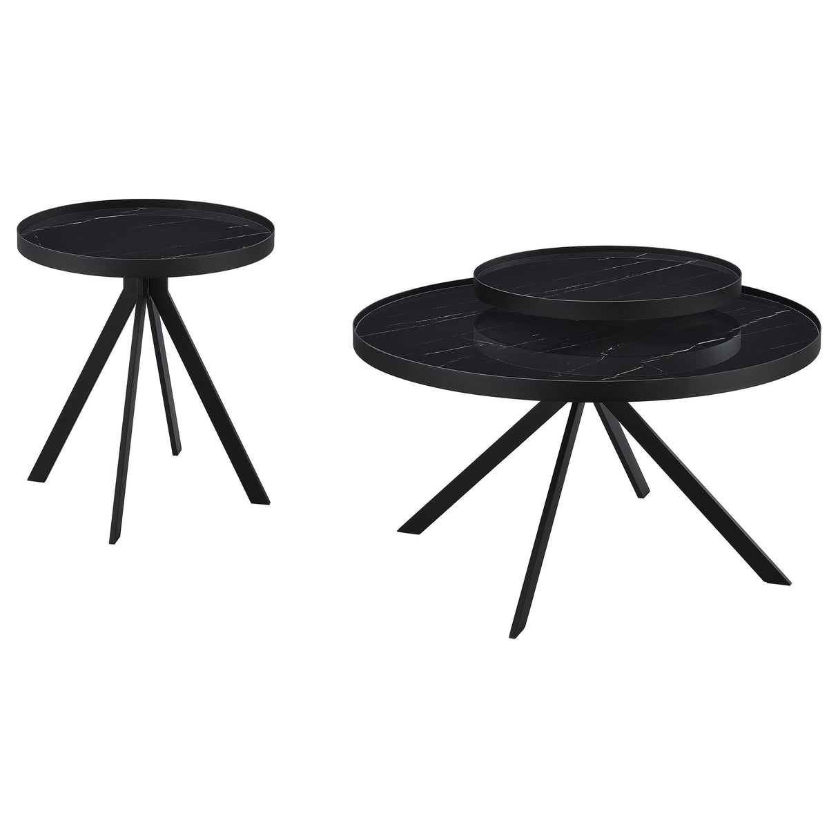 Briggs 2-Piece Round Coffee and End Table Set, Black