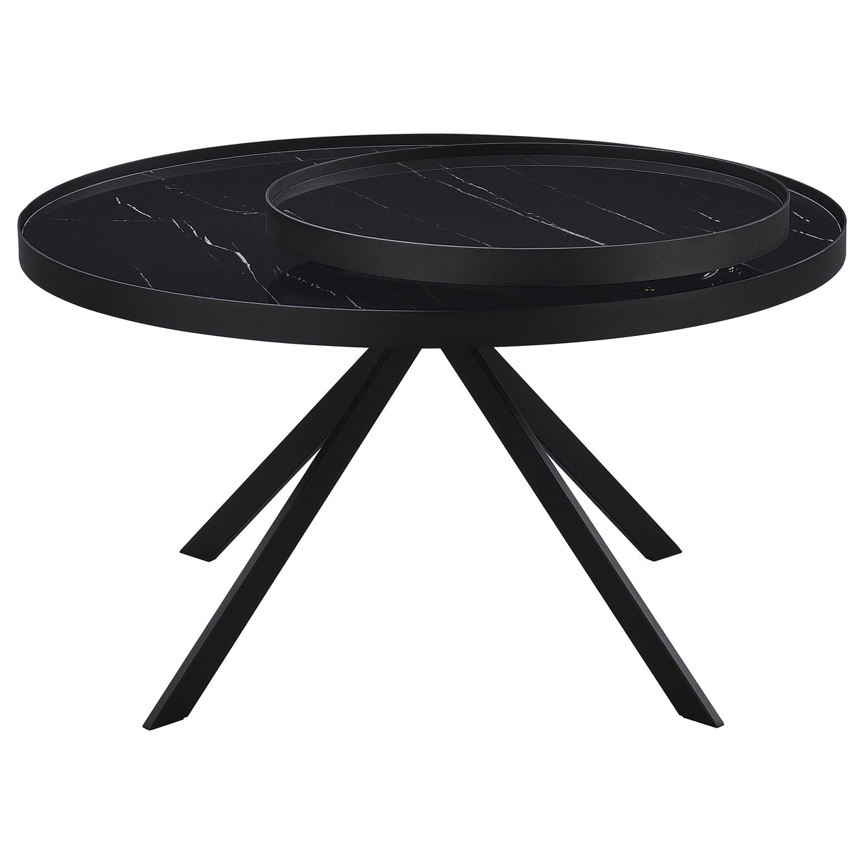 Briggs Round Marble Printed Glass Top Coffee Table