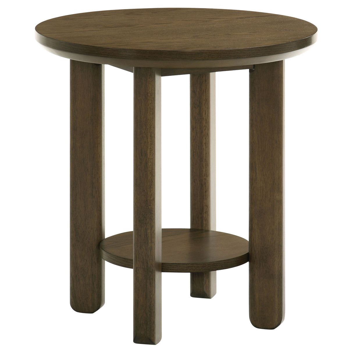Ottowa 22-Inch Round Wood Side Table with Shelf, Brown