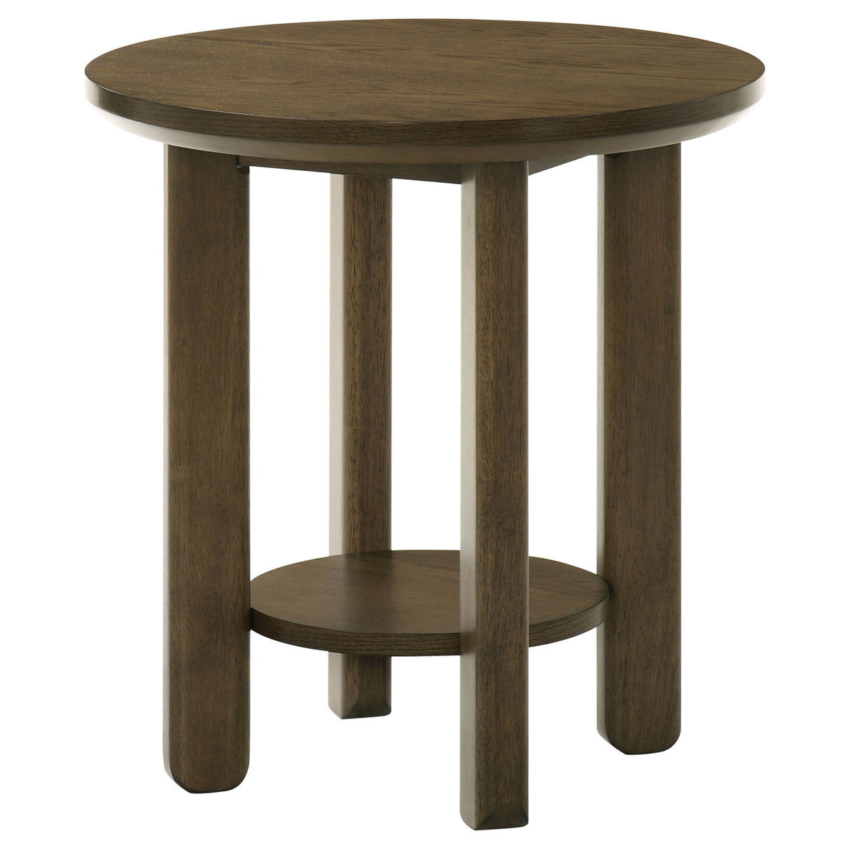 Ottowa 22-Inch Round Wood Side Table with Shelf, Brown
