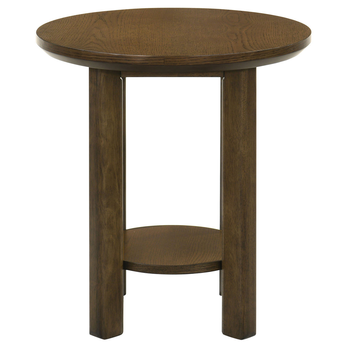 Ottowa 22-Inch Round Wood Side Table with Shelf, Brown