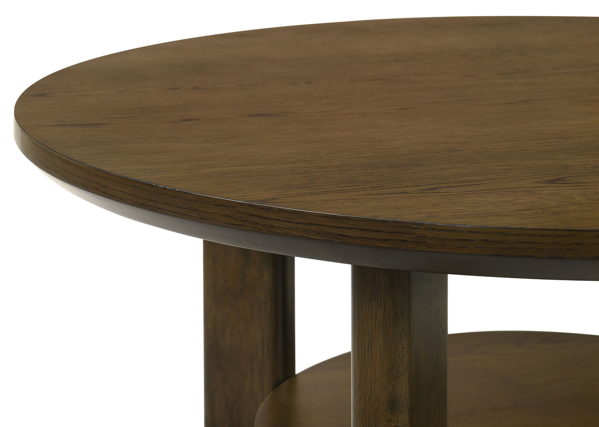 Ottowa 22-Inch Round Wood Side Table with Shelf, Brown
