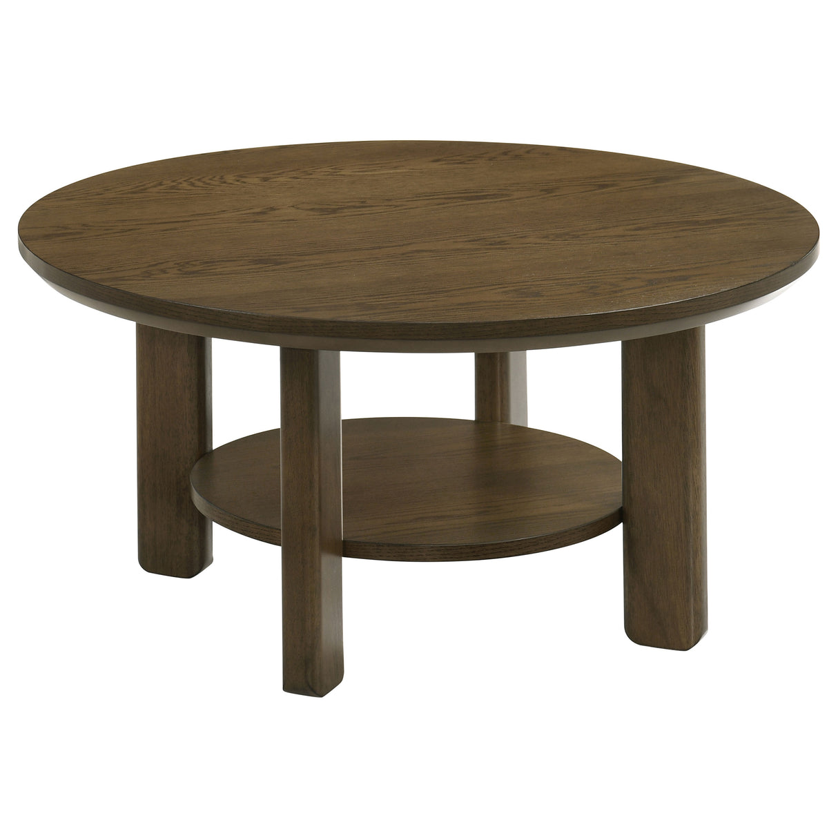 Ottowa 2-Piece Round Wood Coffee Table Set, Brown
