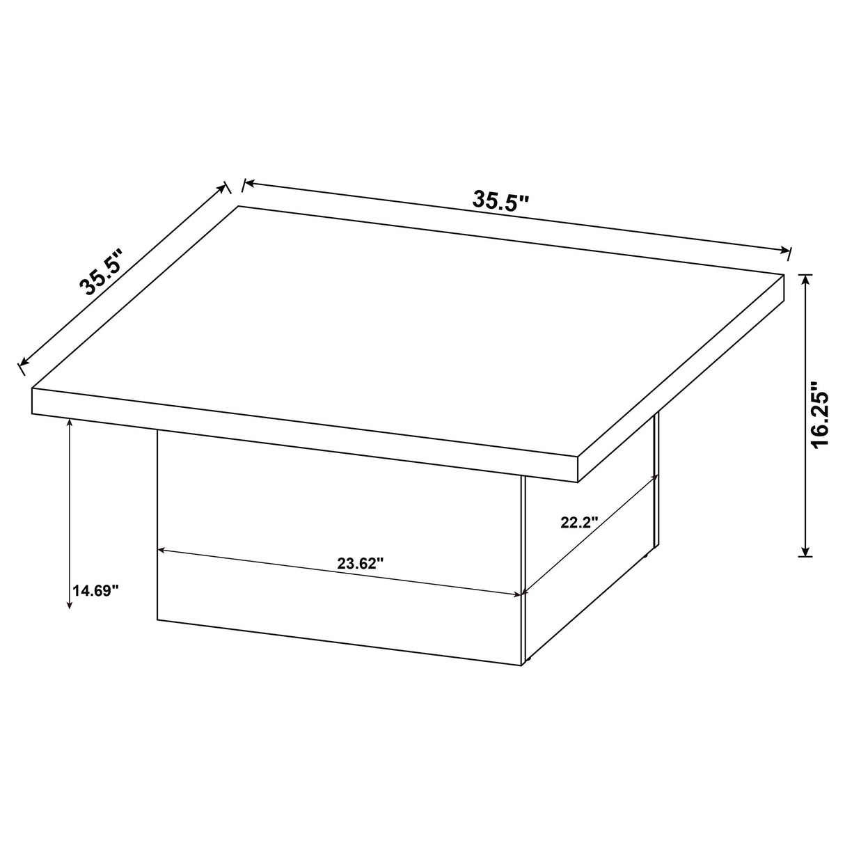Devar Square Engineered Wood Cocktail Table Black