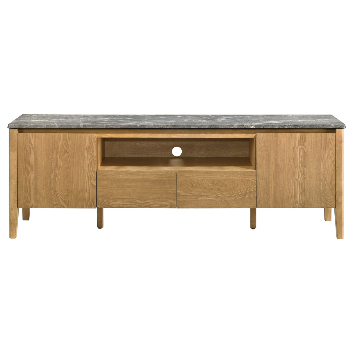 Bradley 63-Inch 2-Door TV Stand Grey and Natural