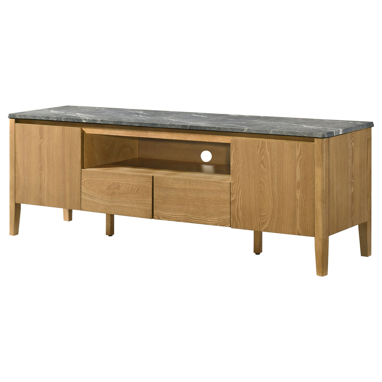Bradley 63-Inch 2-Door TV Stand Grey and Natural