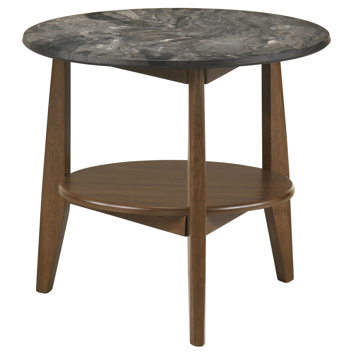 Bradley Round SmartTop End Table, Smokey Grey and Brown