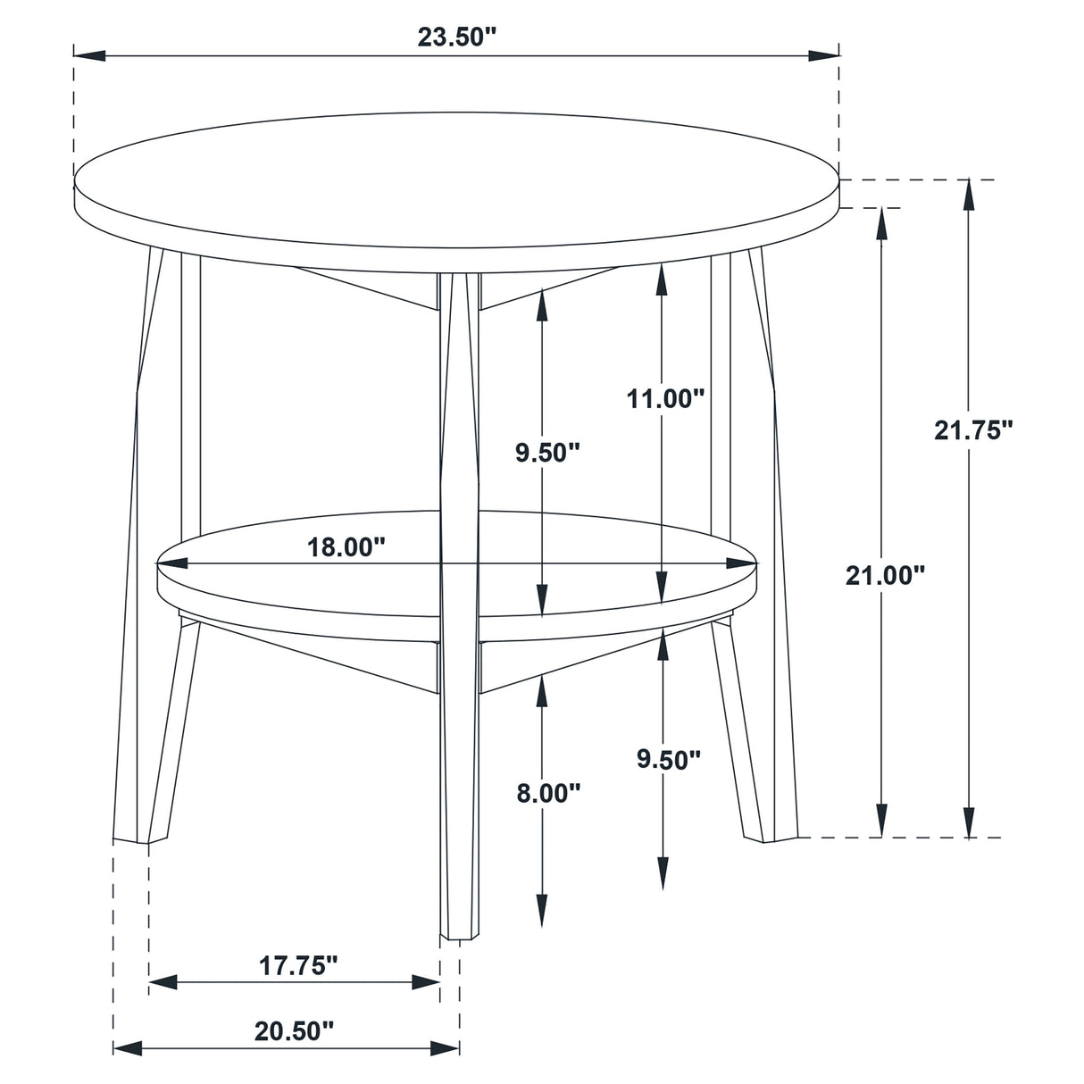 Bradley Round SmartTop End Table, Smokey Grey and Brown