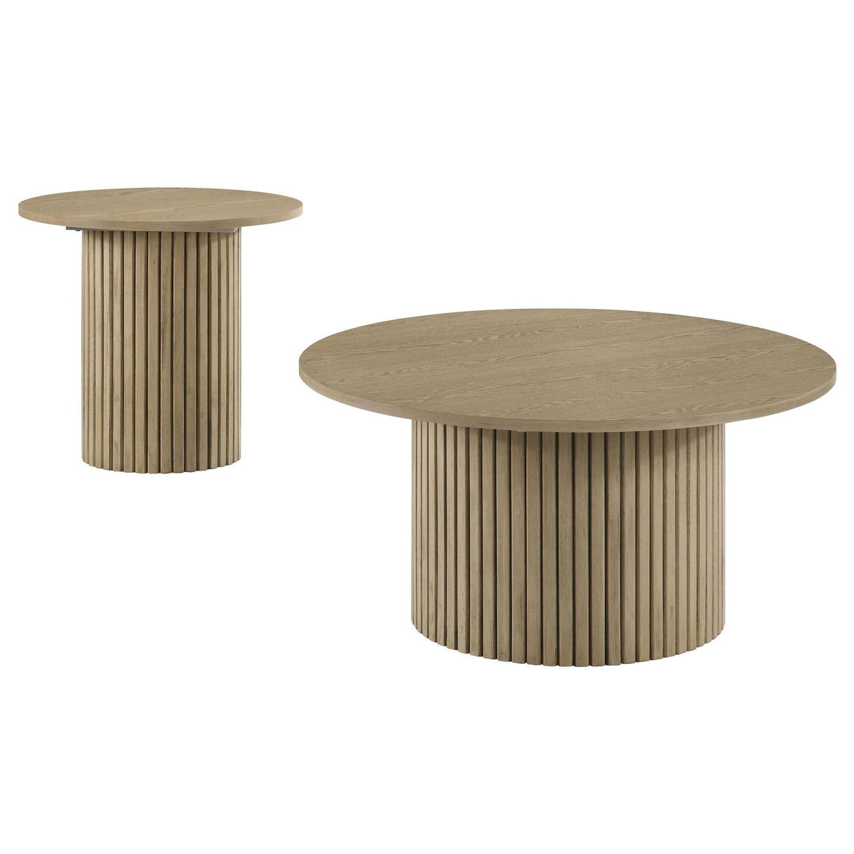Hamlyn Round Fluted Occasional Side Table Natural Oak