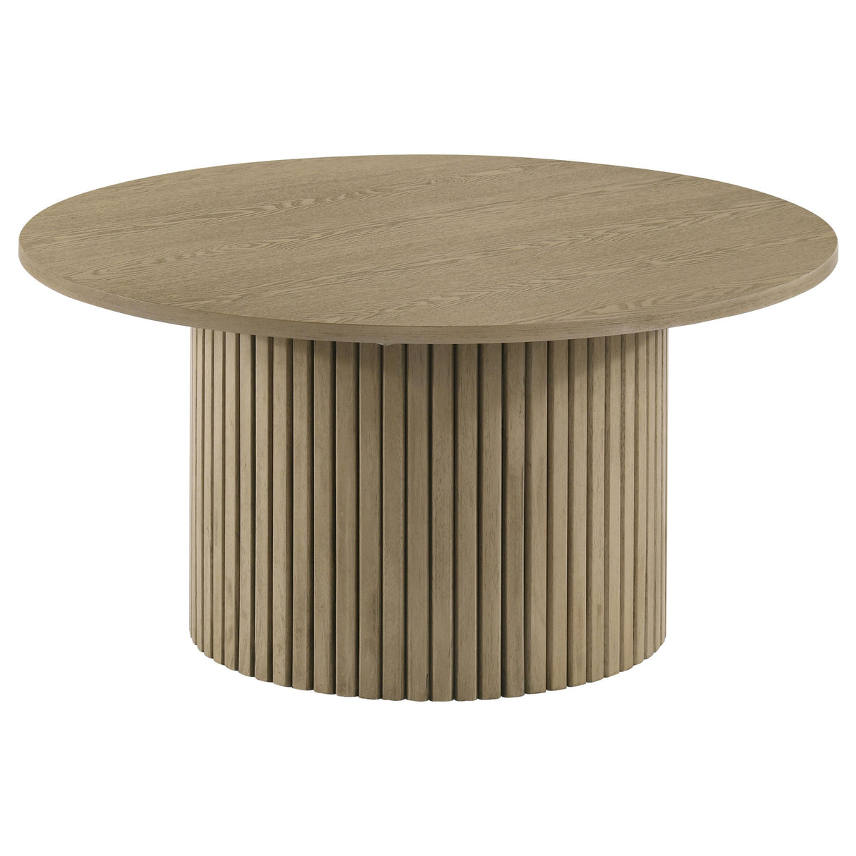 Hamlyn Round Fluted Cocktail Coffee Table in Natural Oak