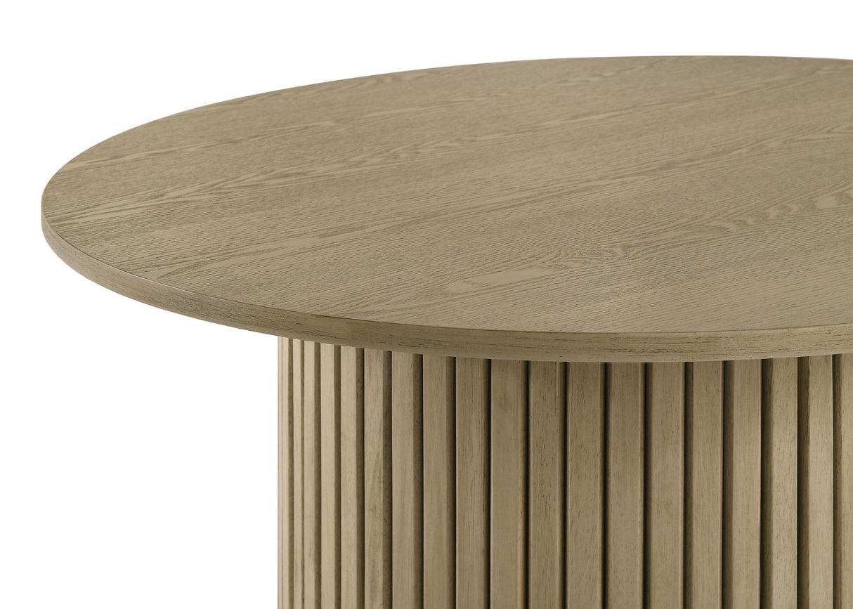 Hamlyn Round Fluted Cocktail Coffee Table in Natural Oak