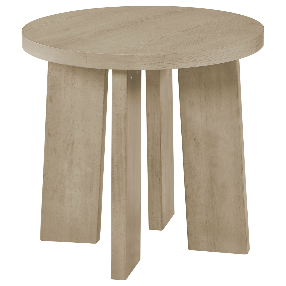 Natural Oak Round End Table in Ash Veneer and Rubberwood