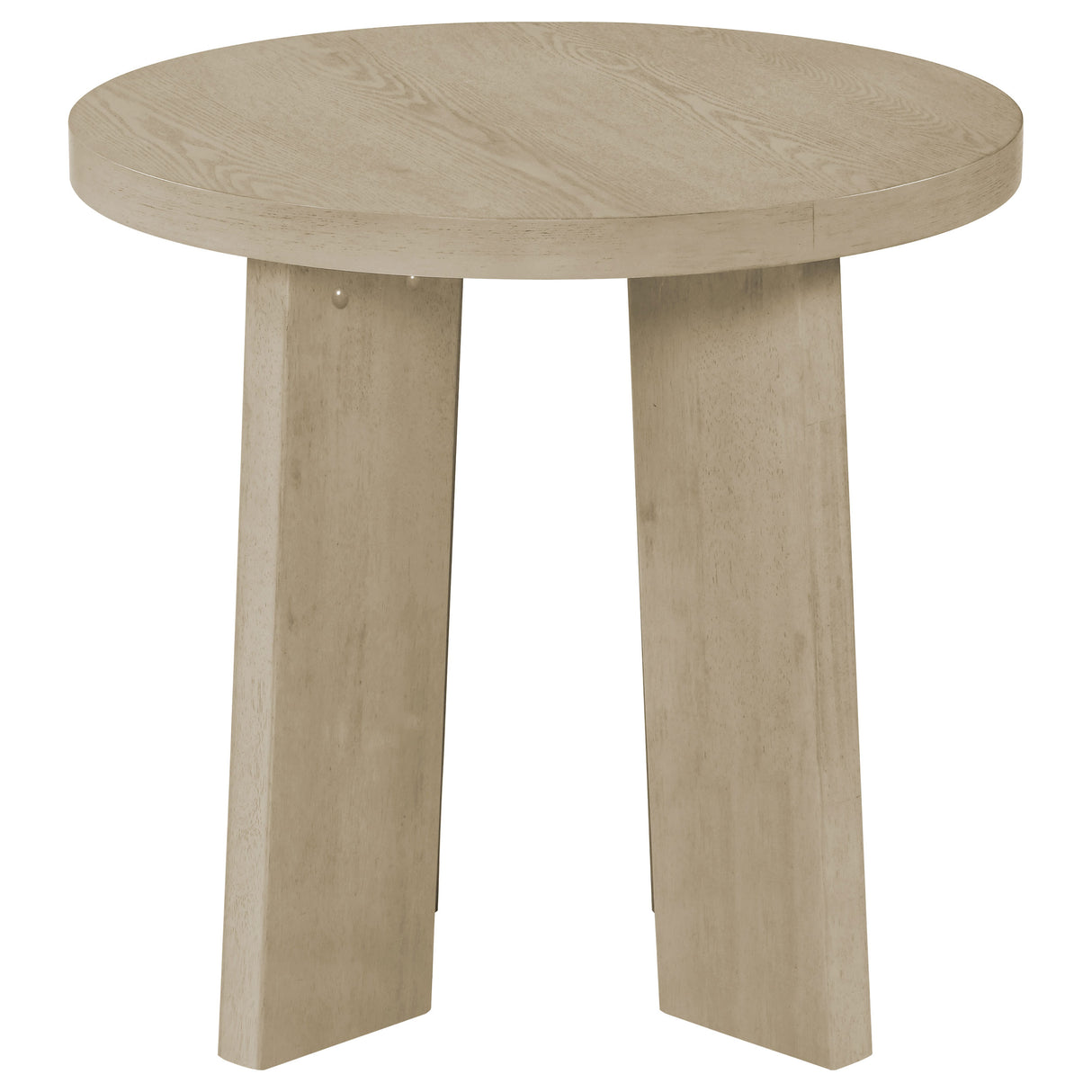 Natural Oak Round End Table in Ash Veneer and Rubberwood