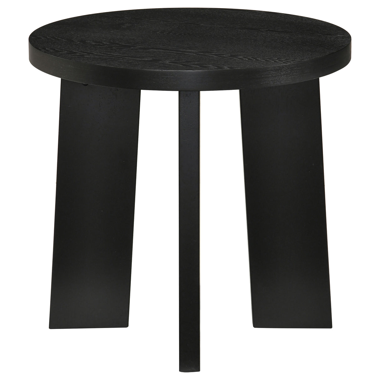 Black Ash Veneer Round End Table with Rubberwood Base