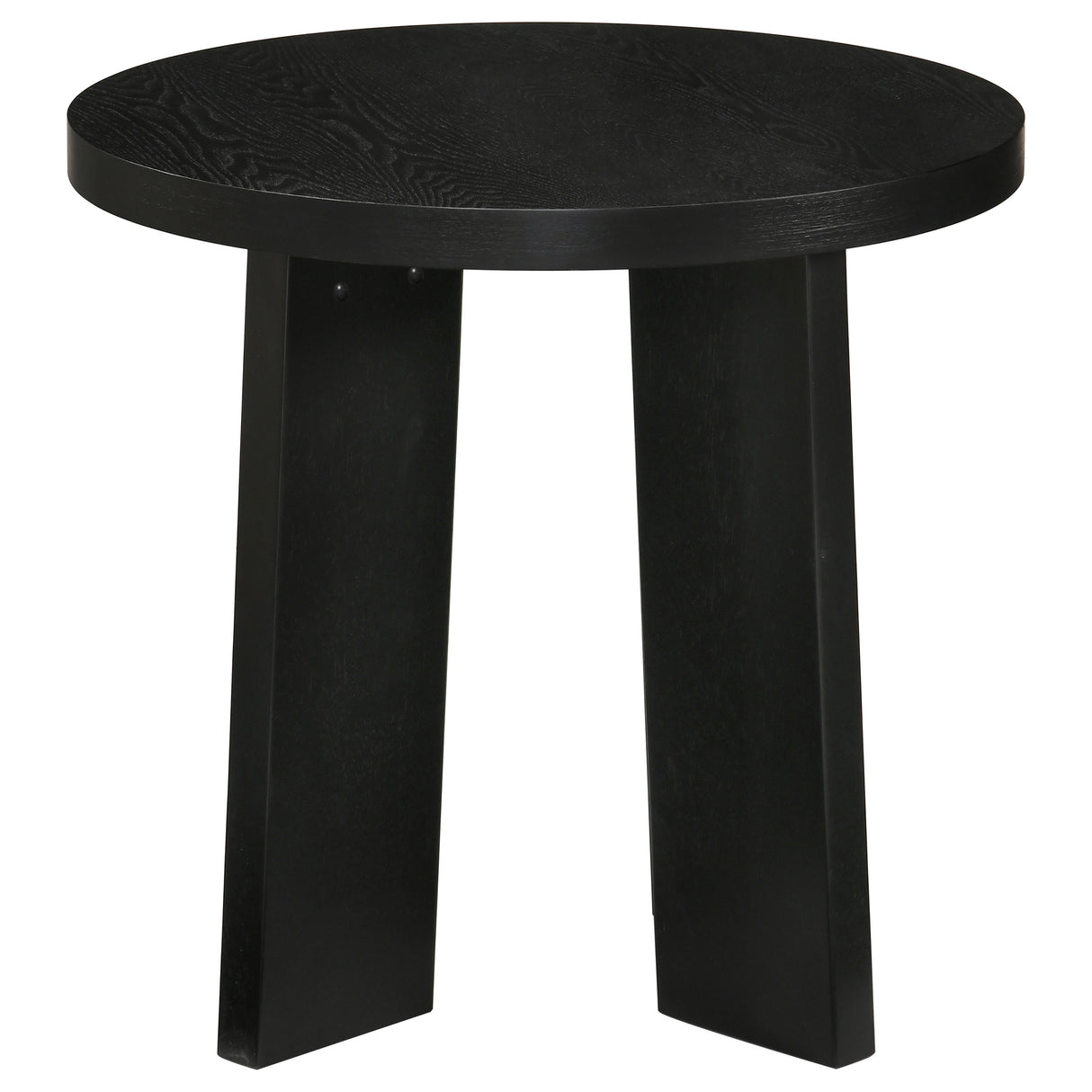 Black Ash Veneer Round End Table with Rubberwood Base
