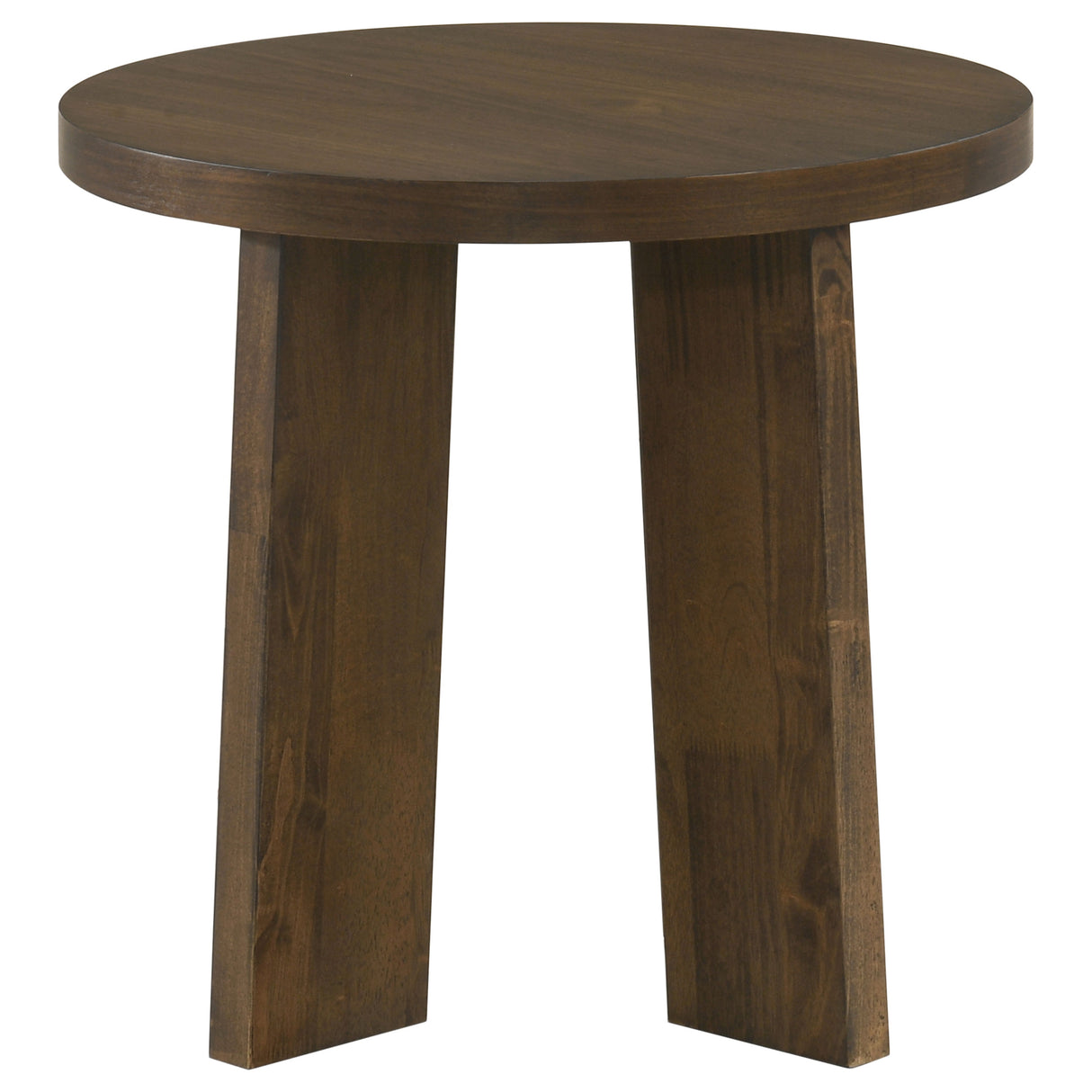 Dark Walnut Round End Table with Walnut Veneer Top
