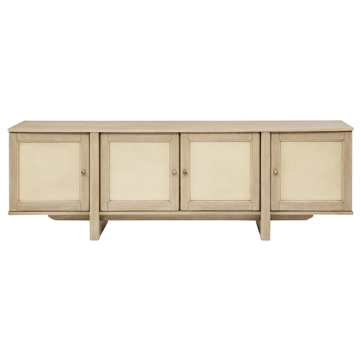 Kailani 79-Inch 4-Door Cane TV Stand, Beige Oak