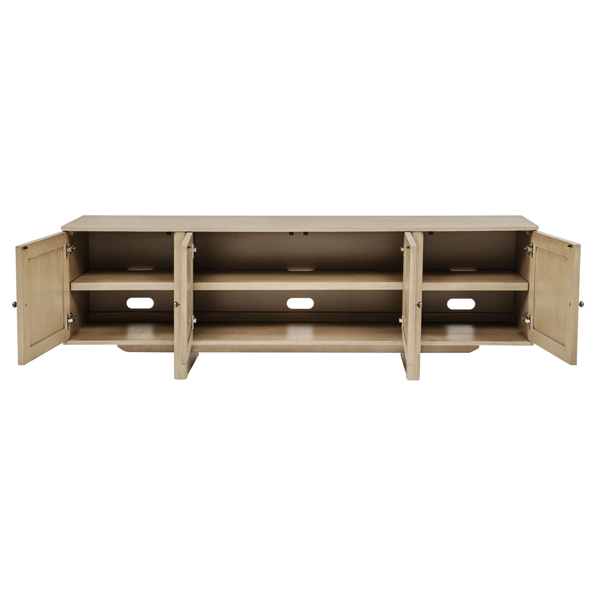 Kailani 79-Inch 4-Door Cane TV Stand, Beige Oak