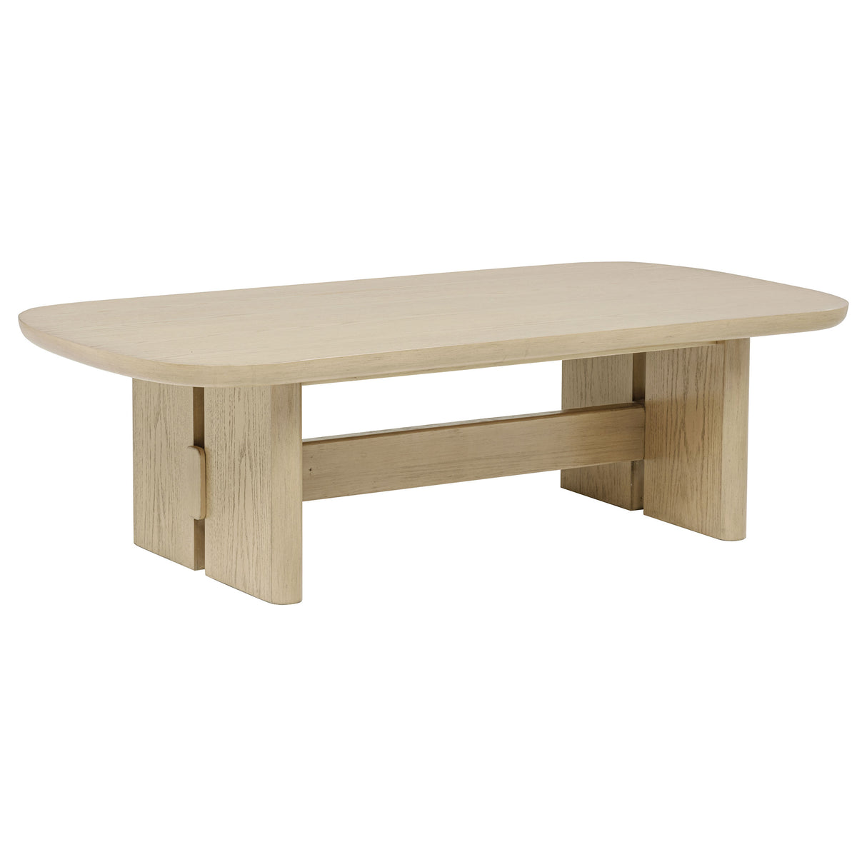 Kailani 2-Piece Coastal Coffee and End Table Set, Beige Oak