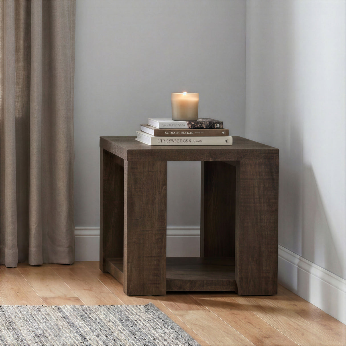 Dark Rustic Mango End Table with True Square Edge