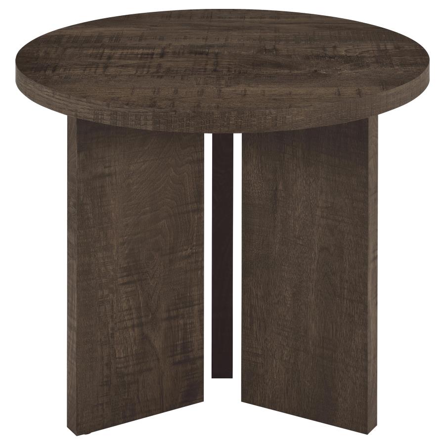 Aragon Round Panel Base End Table - Mango