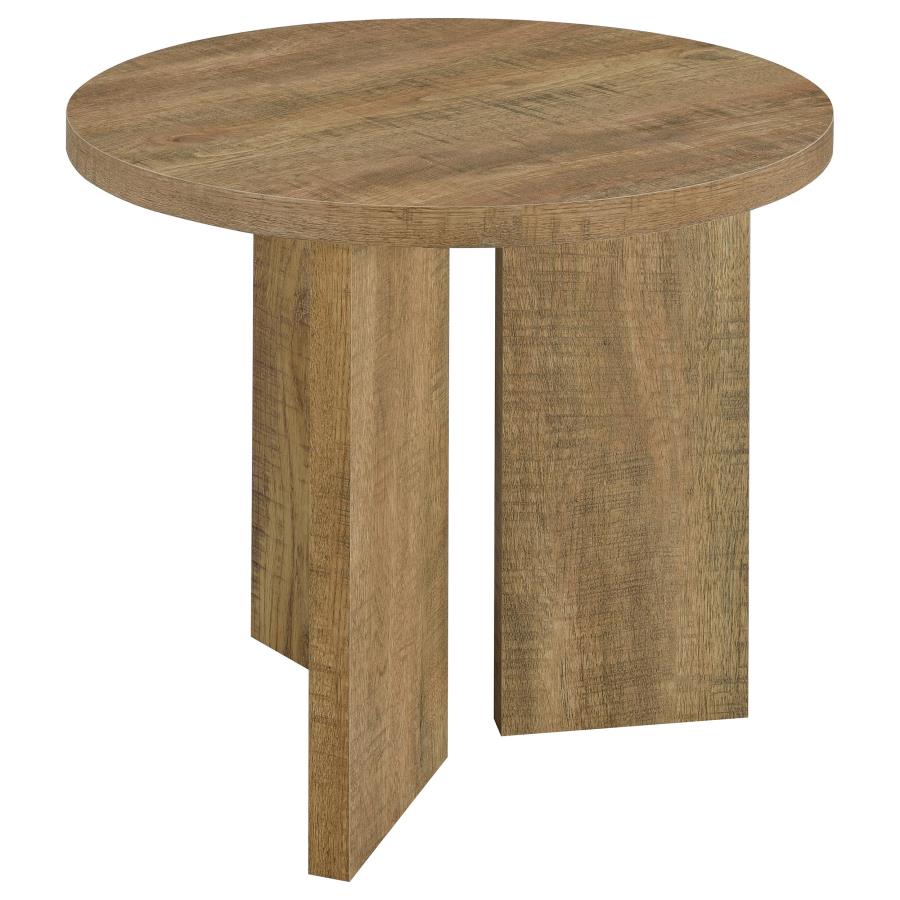 Aragon Round Panel Base End Table - Mango