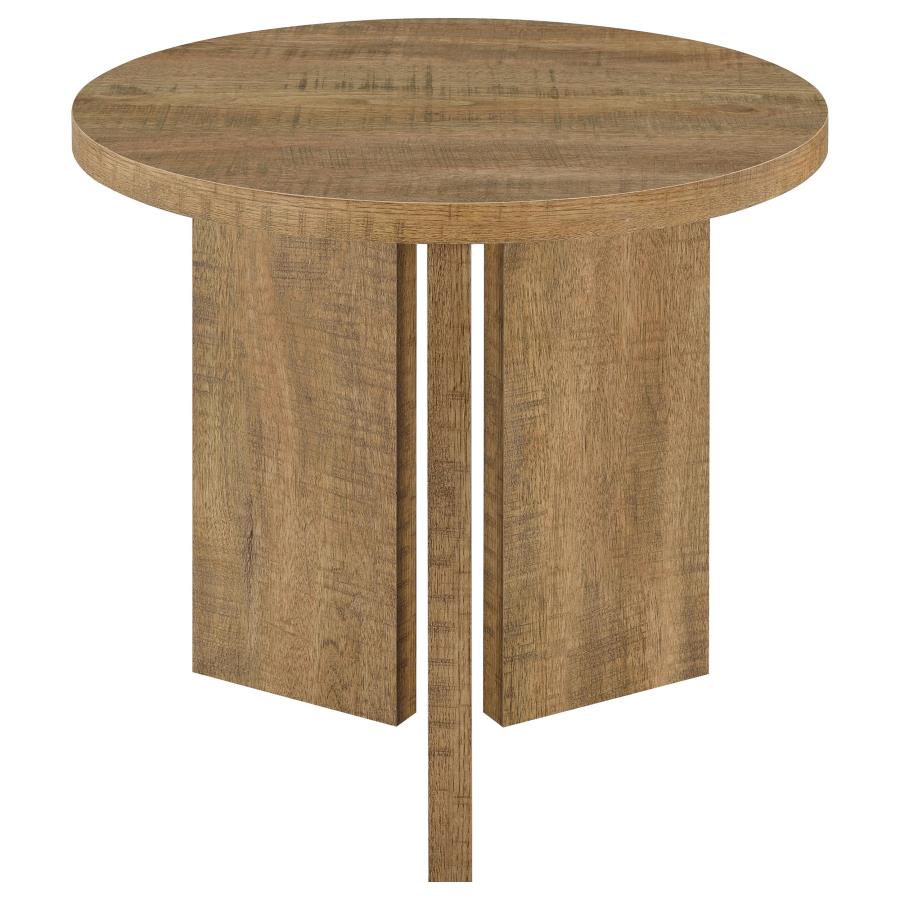Aragon Round Panel Base End Table - Mango