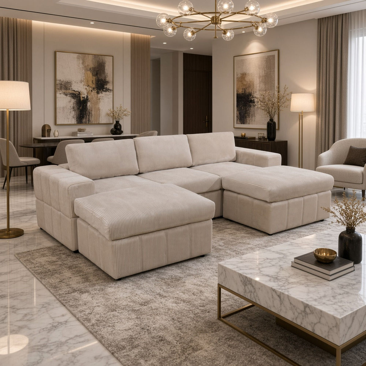 Modular Sectional Sofa, Reversible Set