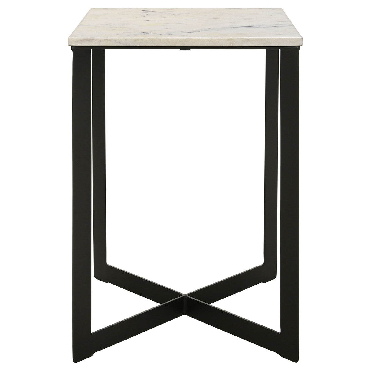 Tobin Square Marble Top End Table, White and Black
