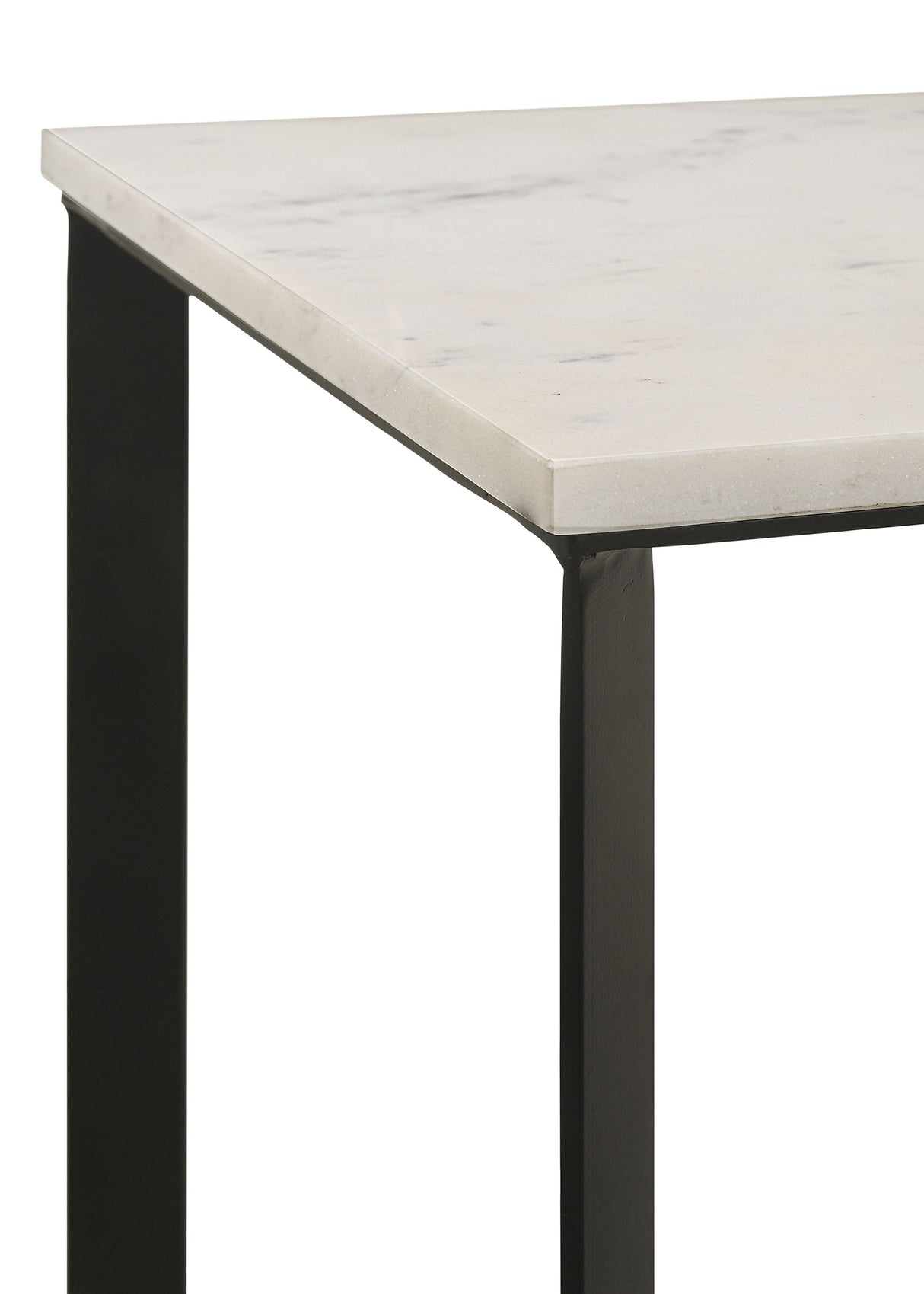 Tobin Square Marble Top End Table, White and Black