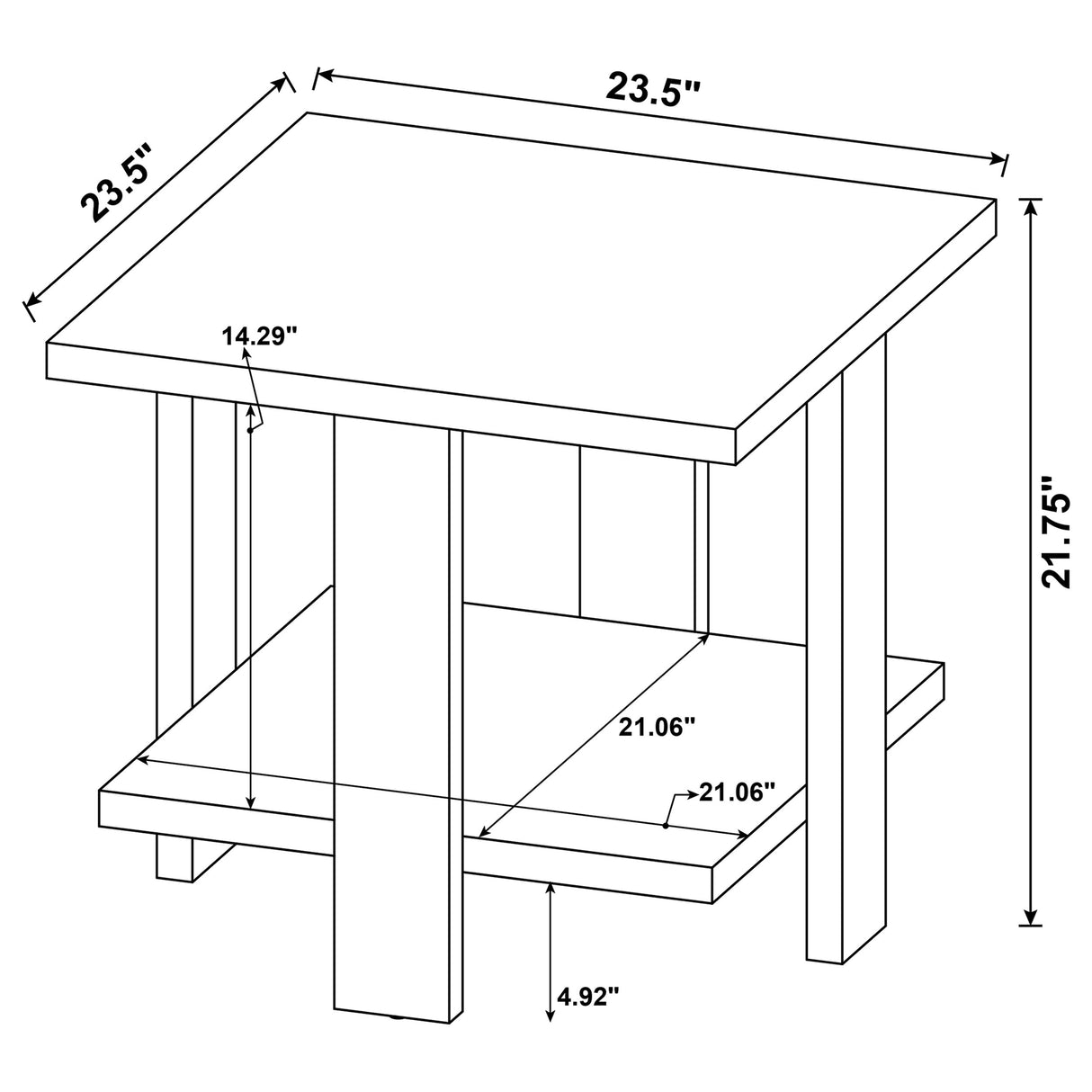 Dawn Square Engineered Wood End Table in Mango Brown