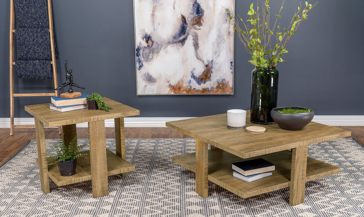 Dawn Square Engineered Wood End Table in Mango Brown